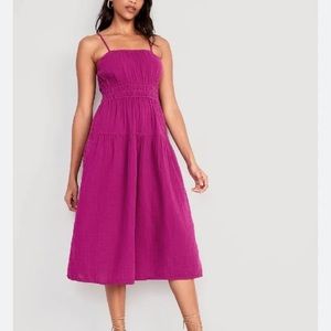 Old Navy Waist-Defined Tiered Cami Midi Dress